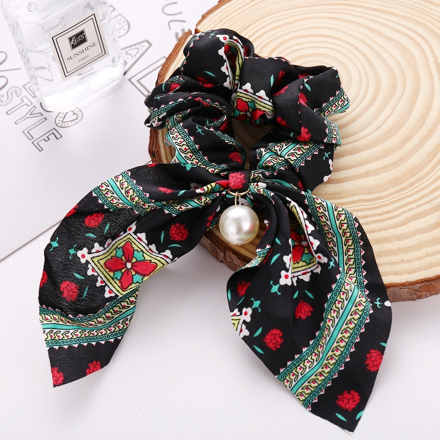New Pearl Pendant Large Intestine Ring Hair Loop Women's Bundle Hair Knot Big Bow Knot Hair Rope - Korvel