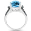 Bague en argent sterling de 5,51 carats en topaze bleue suisse et diamants bleus