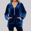 Loose Long Sleeve Zipper Pocket Pleuche Top for Women