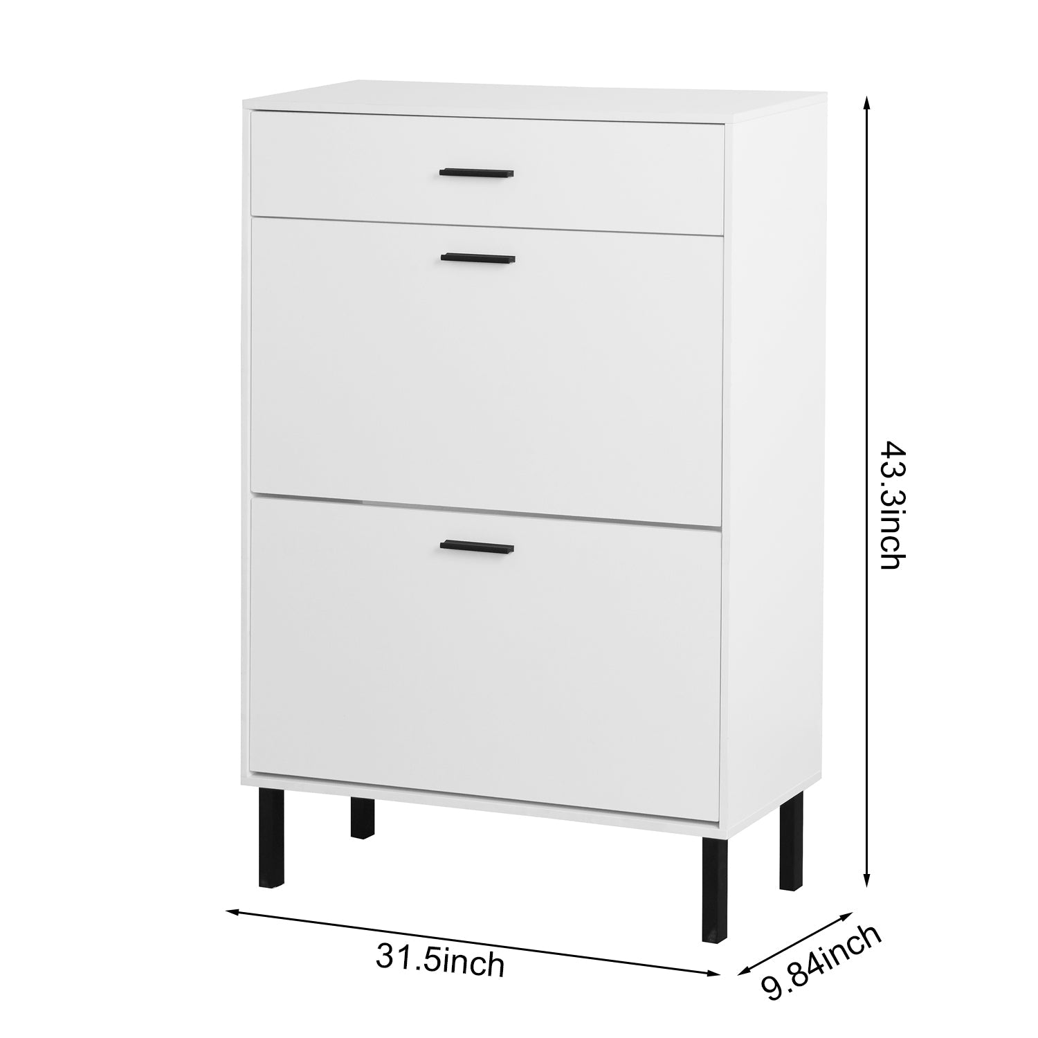 Independent shoe rack storage box with drawers and metal legs, modern shoe cabinet with 2 flippable drawers - Korvel