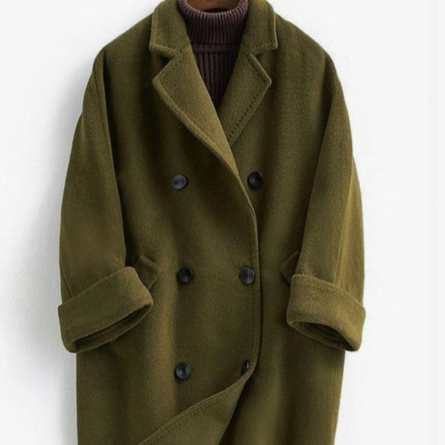 Manteau long slim en laine double face pour femmes