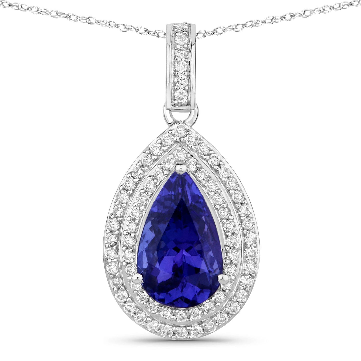 Colgante de Tanzanita y Diamante Blanco de 2.56 Quilates en Oro Blanco de 14K