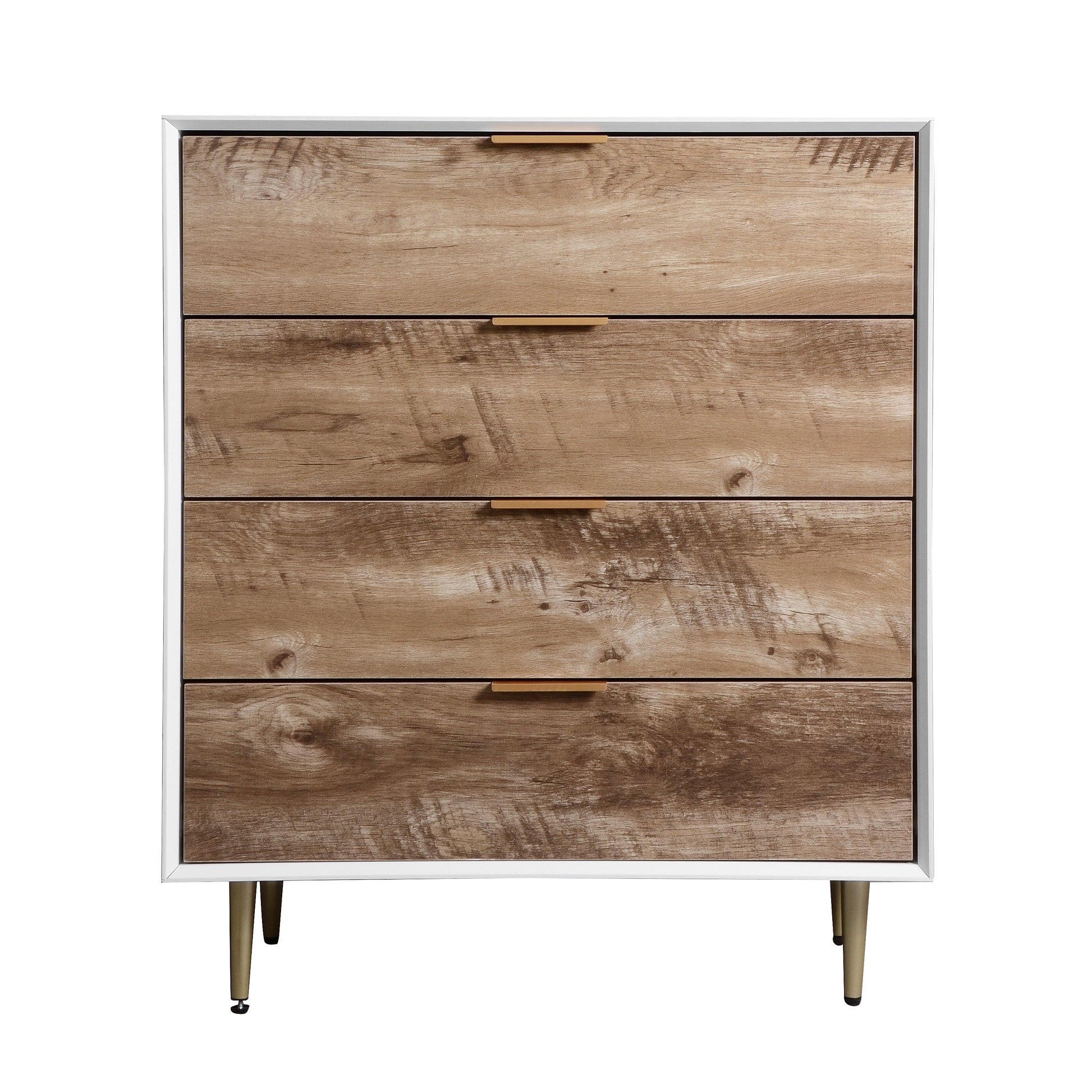 Wooden Tall 4 Drawer Dresser,Chest of Drawers with 4 Metal Legs, Anti-Tipping Device for Bedroom,Living Room - Korvel