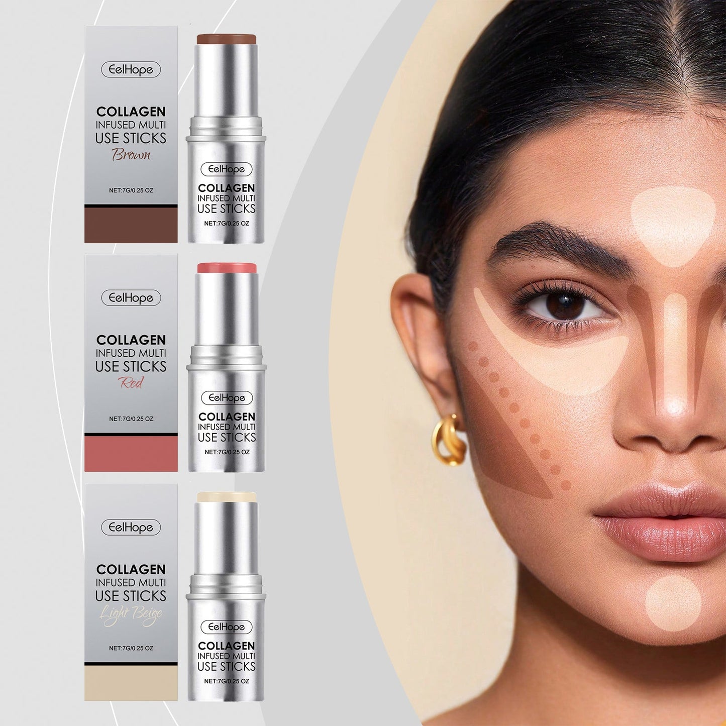 Collagen Makeup Stick Moisturizes Natural Multicolor Blush Stick - Korvel