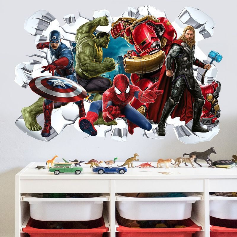 Marvel League of Legends Captain America Iron Man Batman Hulk Boy Bedroom Living Room Decoration Self Adhesive Wall - Korvel