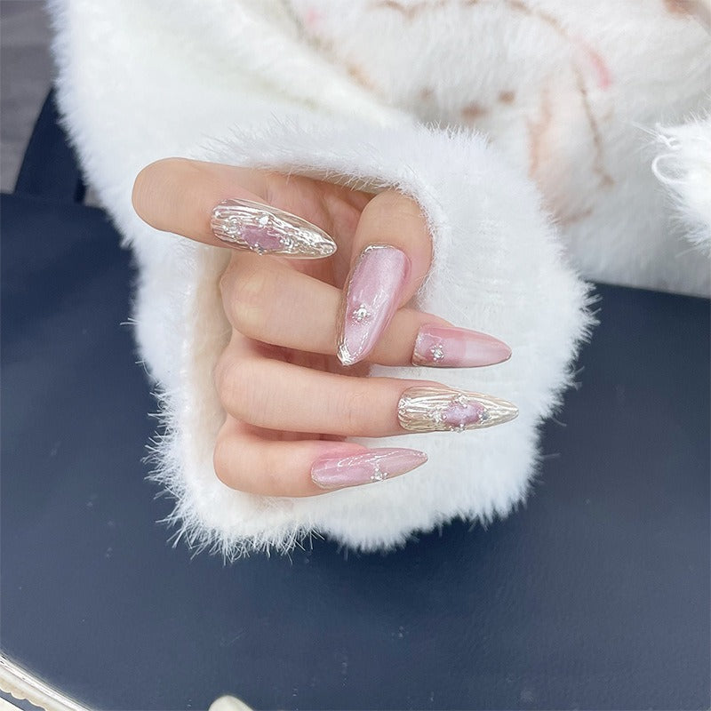Manicure Autumn and Winter Crystal Cat's Eye Long Pointed Removable Manicure - Korvel