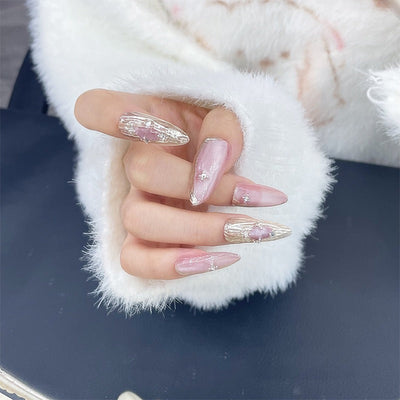 Manicure Autumn and Winter Crystal Cat's Eye Long Pointed Removable Manicure - Korvel