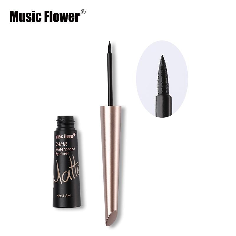 Music Flower Brand Waterproof Liqiud Eyeliner Pencil 24H Long-lasting Matte Eye Liner Delineador Black Eyelid Quick-Dry Makeup - Korvel