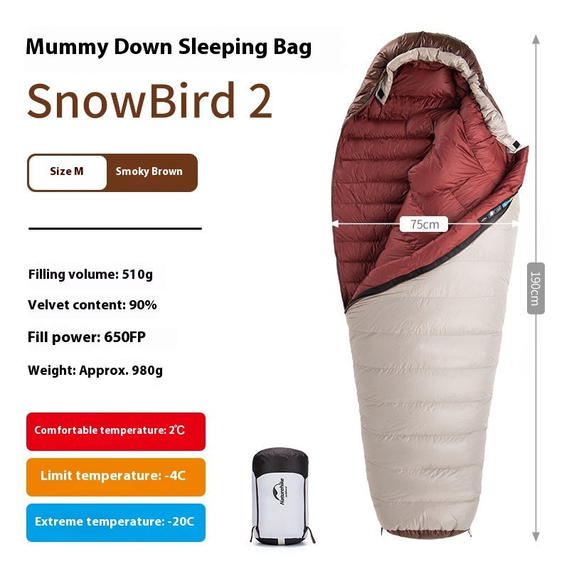 Sac de couchage momie en duvet d'oie premium pour un confort en plein air