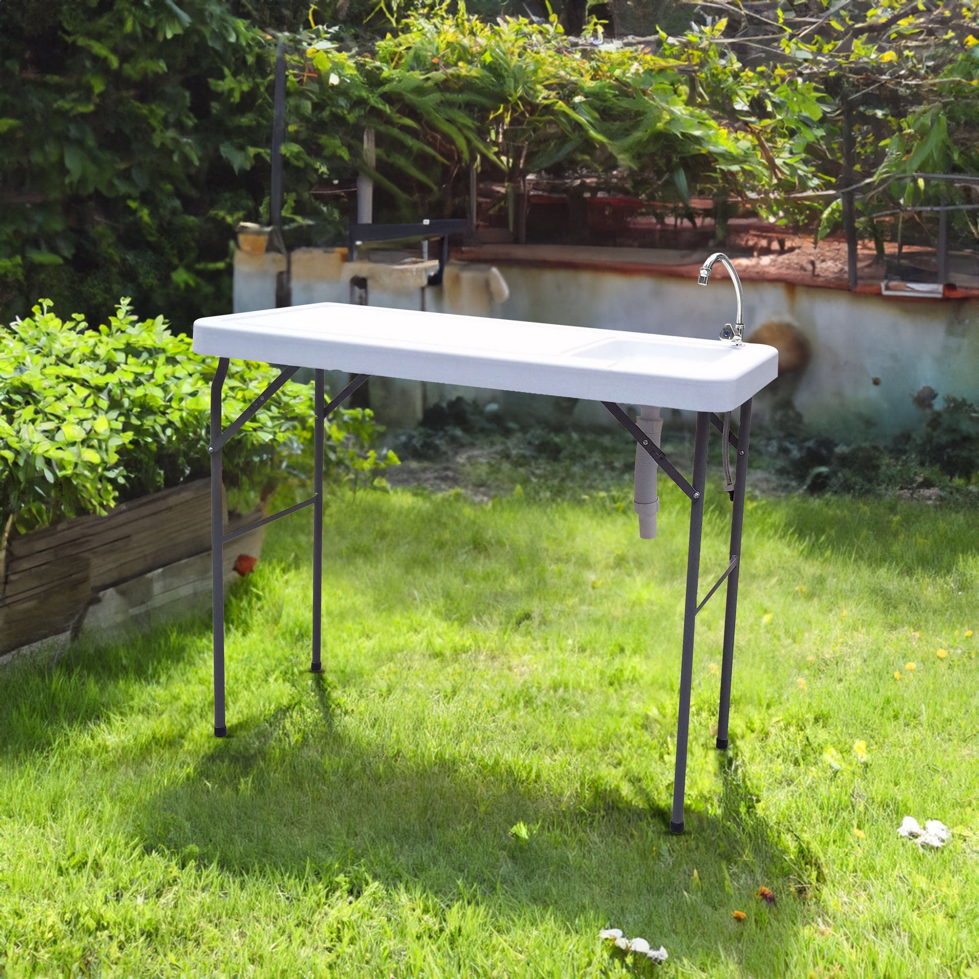 Outdoor Fish and Game Cutting Cleaning Table w/Sink and Faucet - Korvel