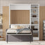 Twin Size Murphy Bed Wall Bed with Sofa and Shelves - White