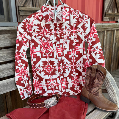 Pink Aztec Wrangler Shirt for Girls - Korvel