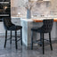 Elegant Black Velvet Wing Back Bar Stool Set of 2