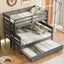 Wood Twin over Full Bunk Bed with Trundle - Gray