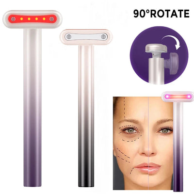 4 in 1 Facial Wand EMS Microcurrent Vibration Warm Red Light Face Lifting Machine Skin Tightening Device Neck Eye Massager Tools - Korvel