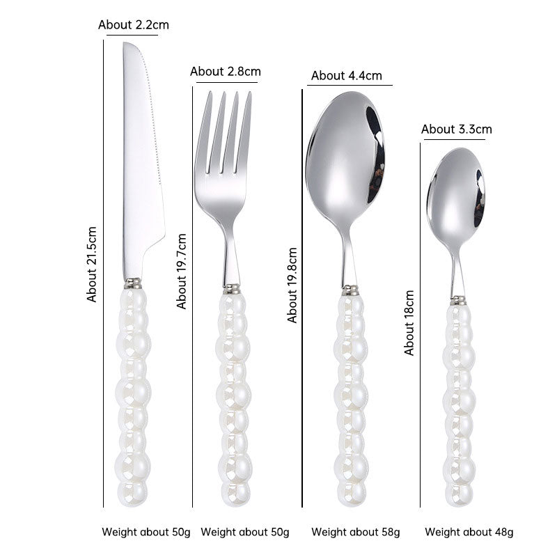 Ensemble de couverts élégant avec poignées en perles - Couverts en acier inoxydable
