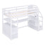 Twin Size Loft Bed with Desk and Shelves  Two Built-in Drawers  Storage Staircase White - Korvel