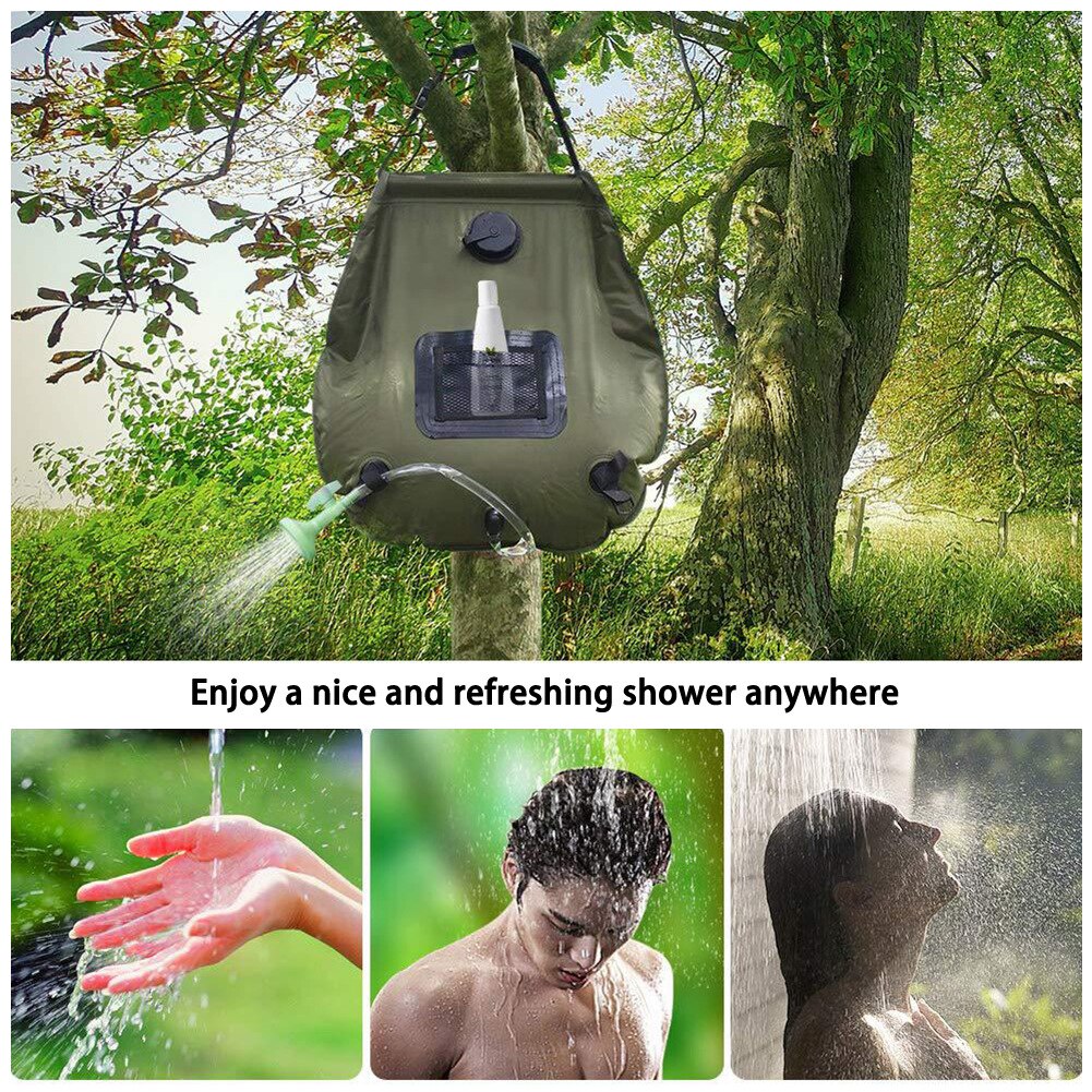 Portable Shower 20L Sun absorbs heat Water Storage Bags Outdoor Camping Hiking Heating Shower Bathing Bags Heating Shower Bags - Korvel