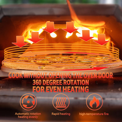 Premium Stainless Steel Outdoor Pizza Oven - 12" Rotatable