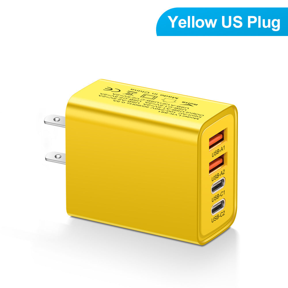 2.4A 2PD+2USB mobile phone charger charging head, American standard, European standard, British standard, travel charging head - Korvel