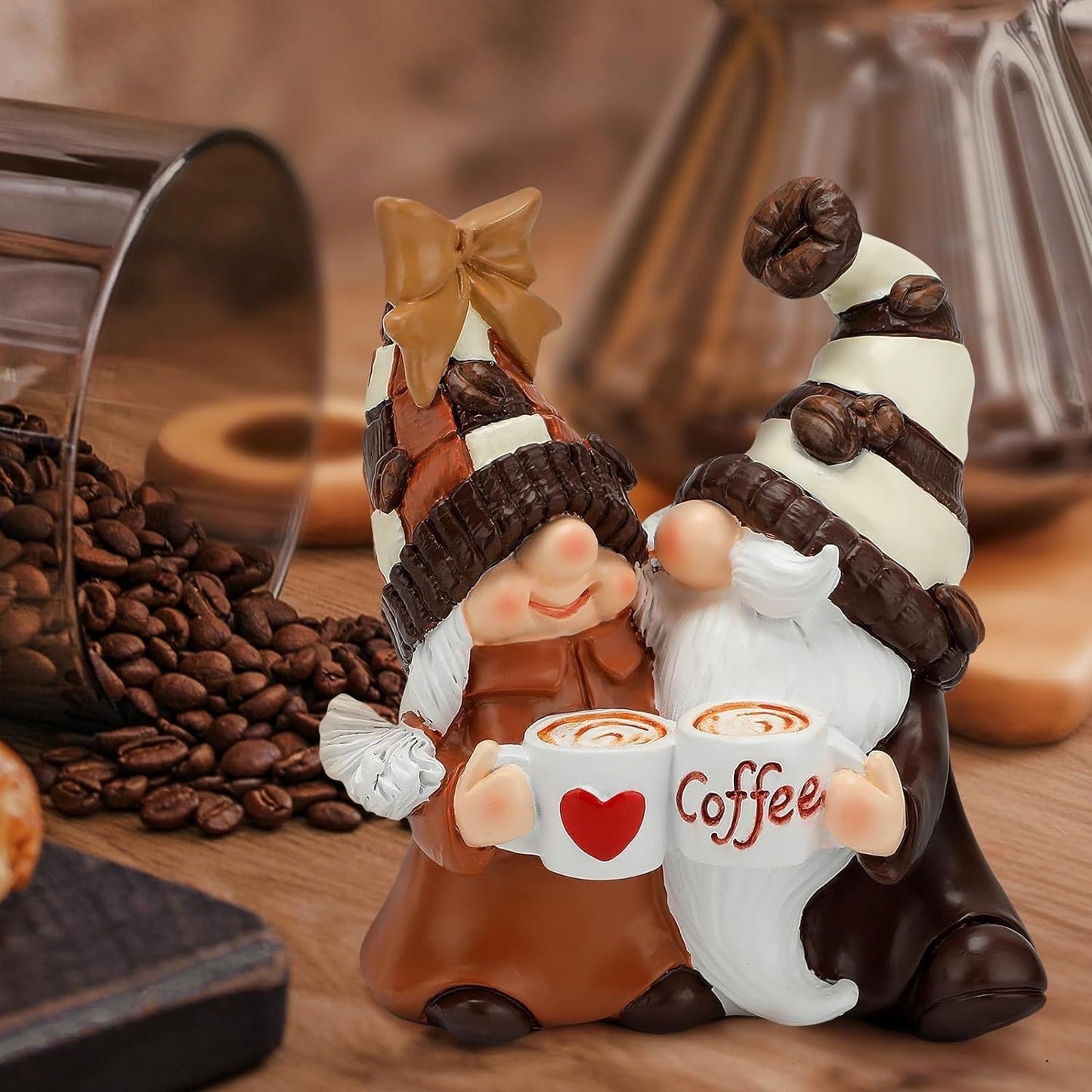 Ornement en résine double nain café de Noël