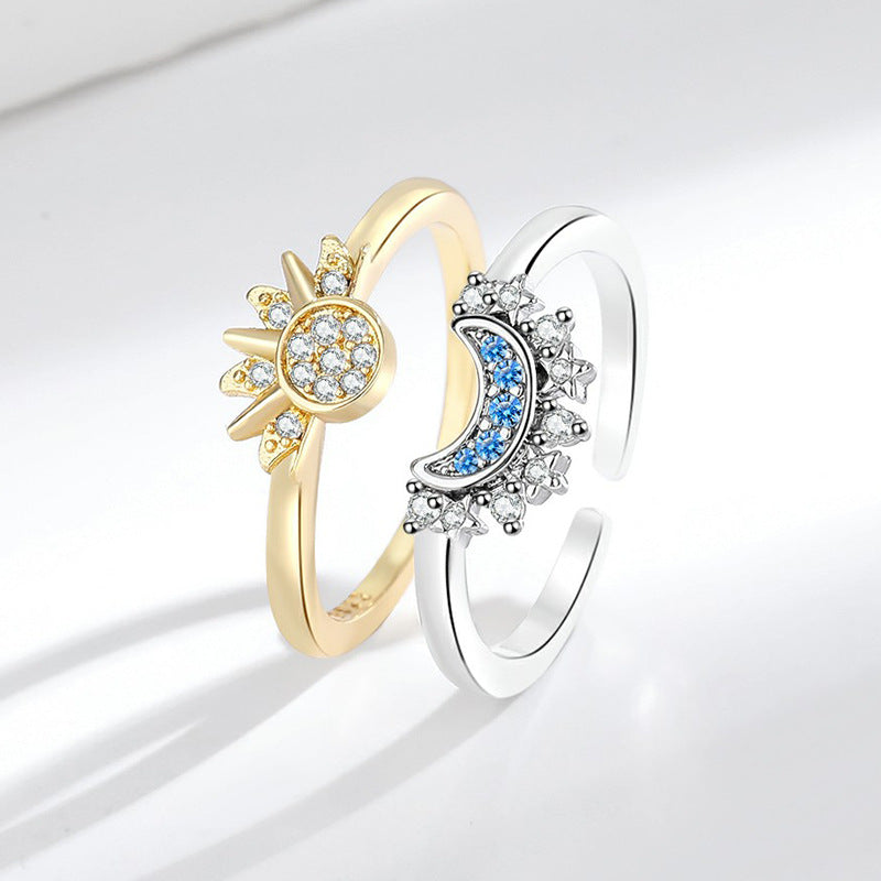 Anillo Plegable Elegante de Sol y Luna para Mujeres
