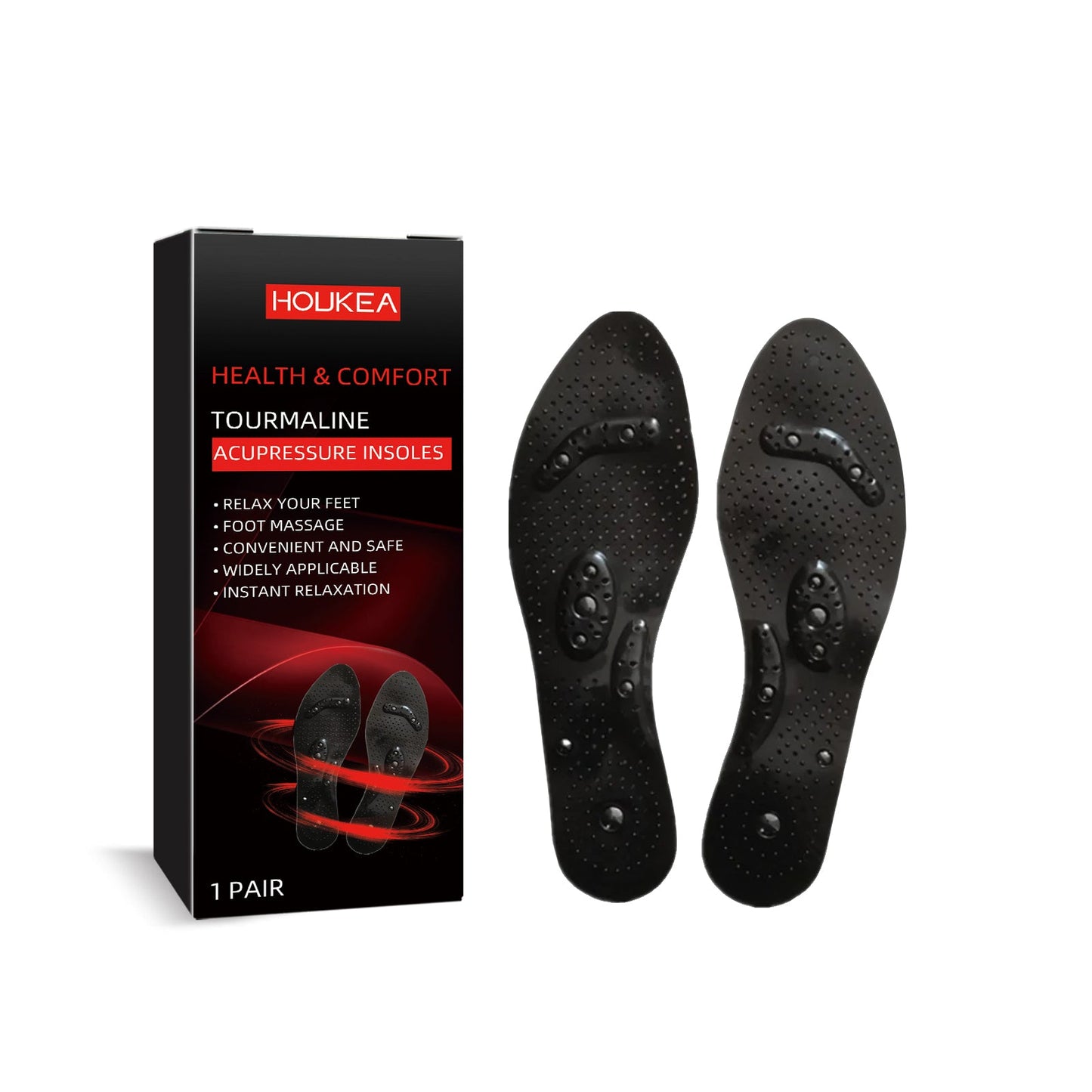 Tourmaline Acupressure Insoles, Foot Care Vein Repair Body Toning Body Care Foot Pads - Korvel