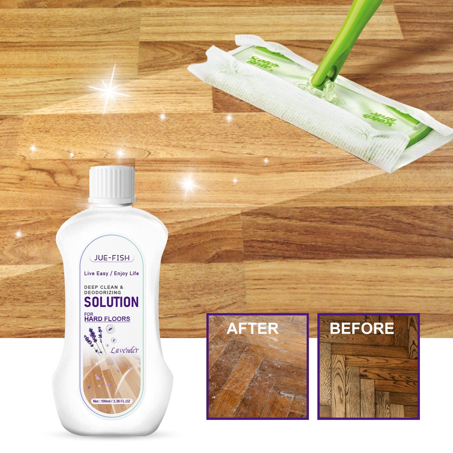 Wood Floor Cleaning Liquid, Household Wood Floor Brightening, Decontaminating, Decontaminating, And Perfuming Cleaner - Korvel