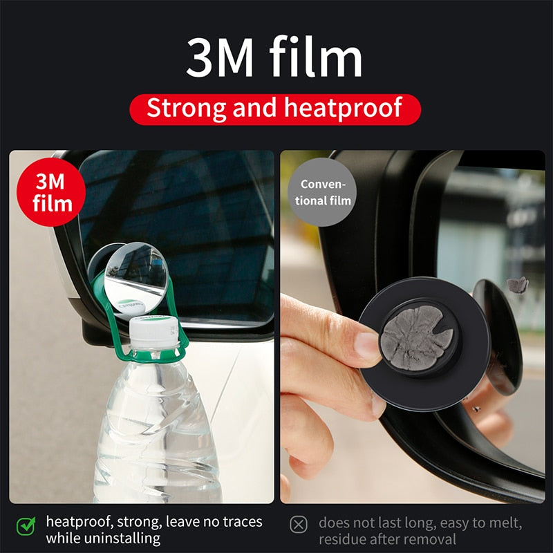 Baseus 2Pcs Car Holder HD Rear View Convex Mirror Auto Rearview Mirror 360 Degree Wide Angle Vehicle Blind Spot Rimless Mirrors - Korvel
