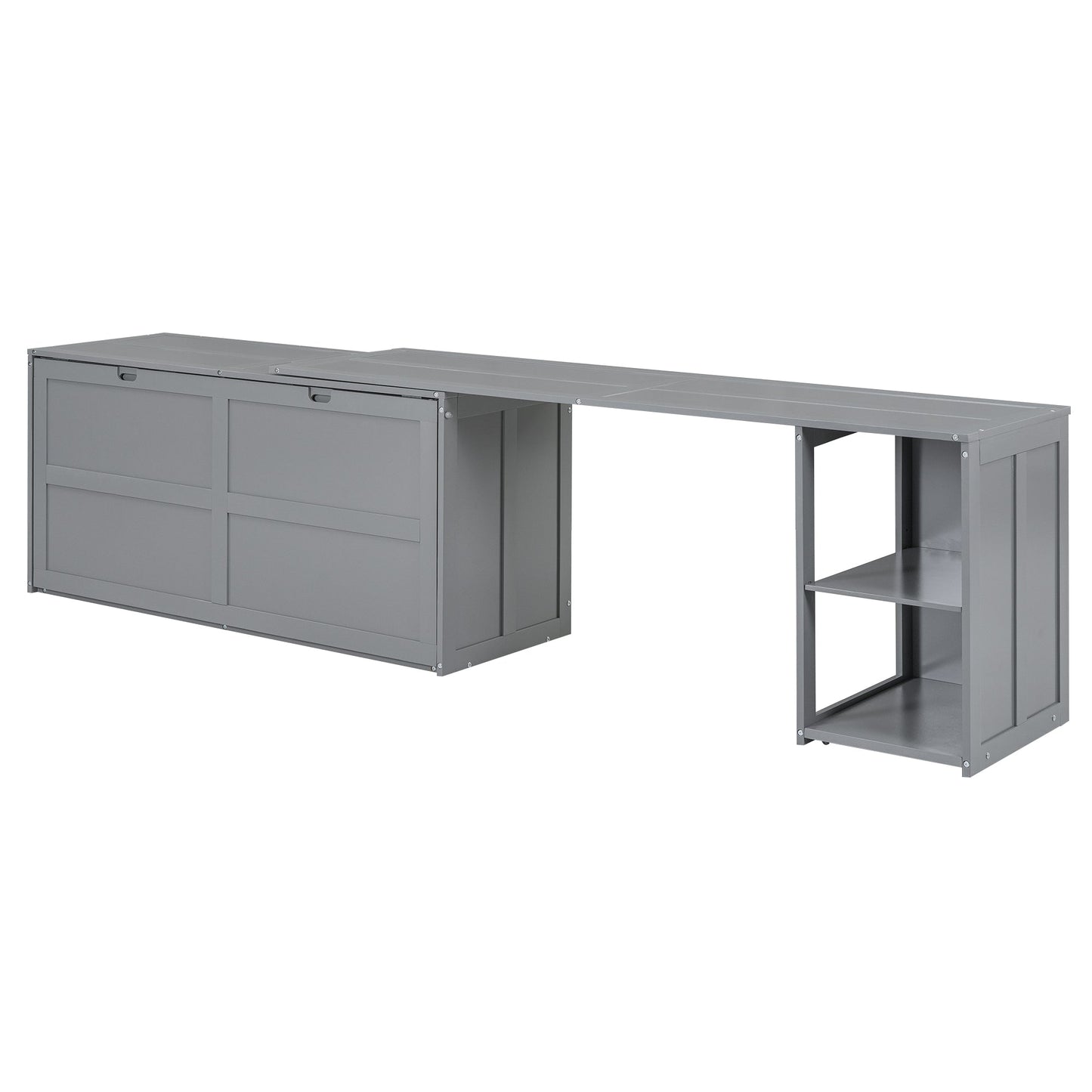 Queen Size Murphy Bed with Rotable Desk  Gray - Korvel