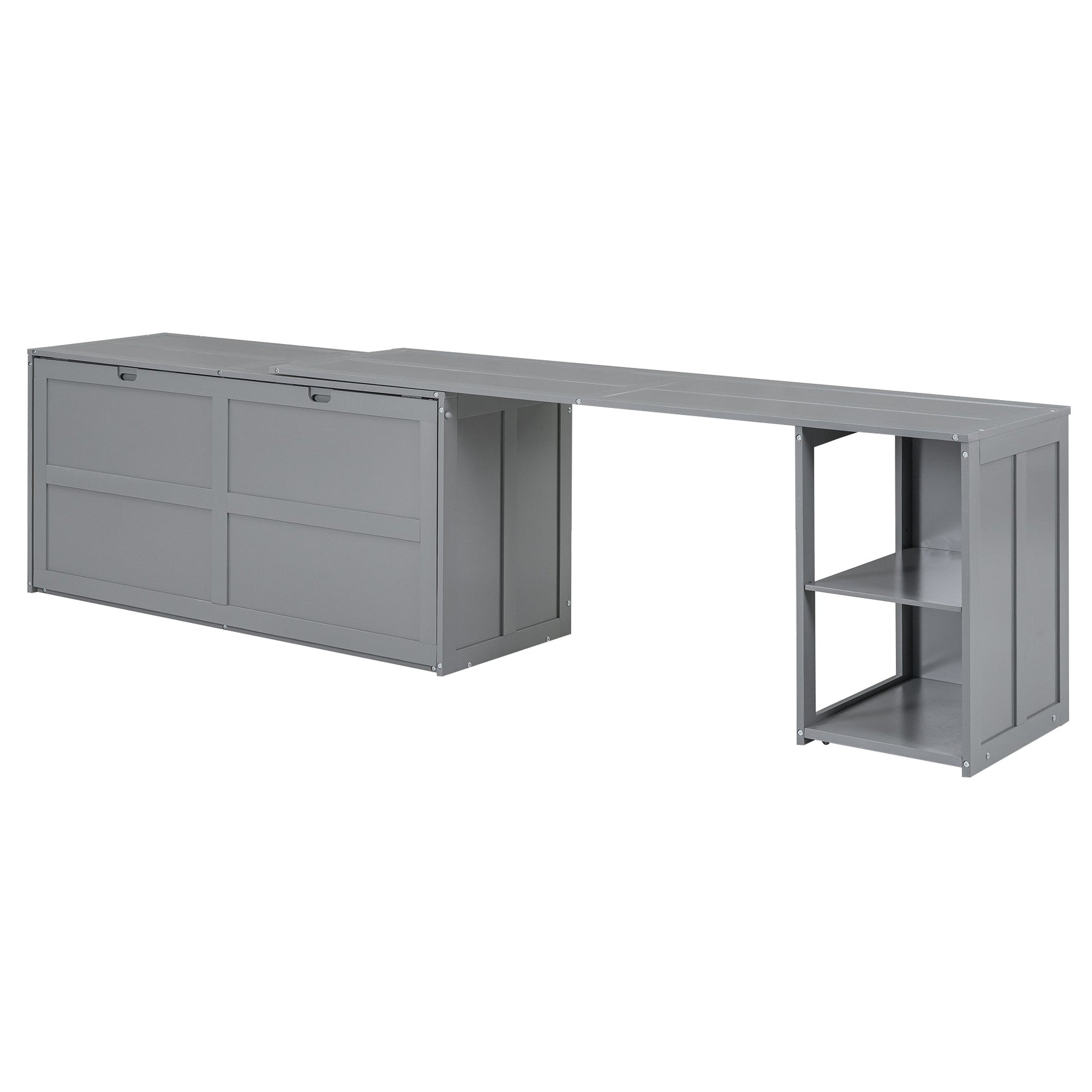 Queen Size Murphy Bed with Rotable Desk  Gray - Korvel