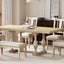 Traditional 6-Piece 78inch Trestle Extendable Dining Table Set with One 18inch Removable Leaf Padded Dining Chairs Bench,Natural - Korvel