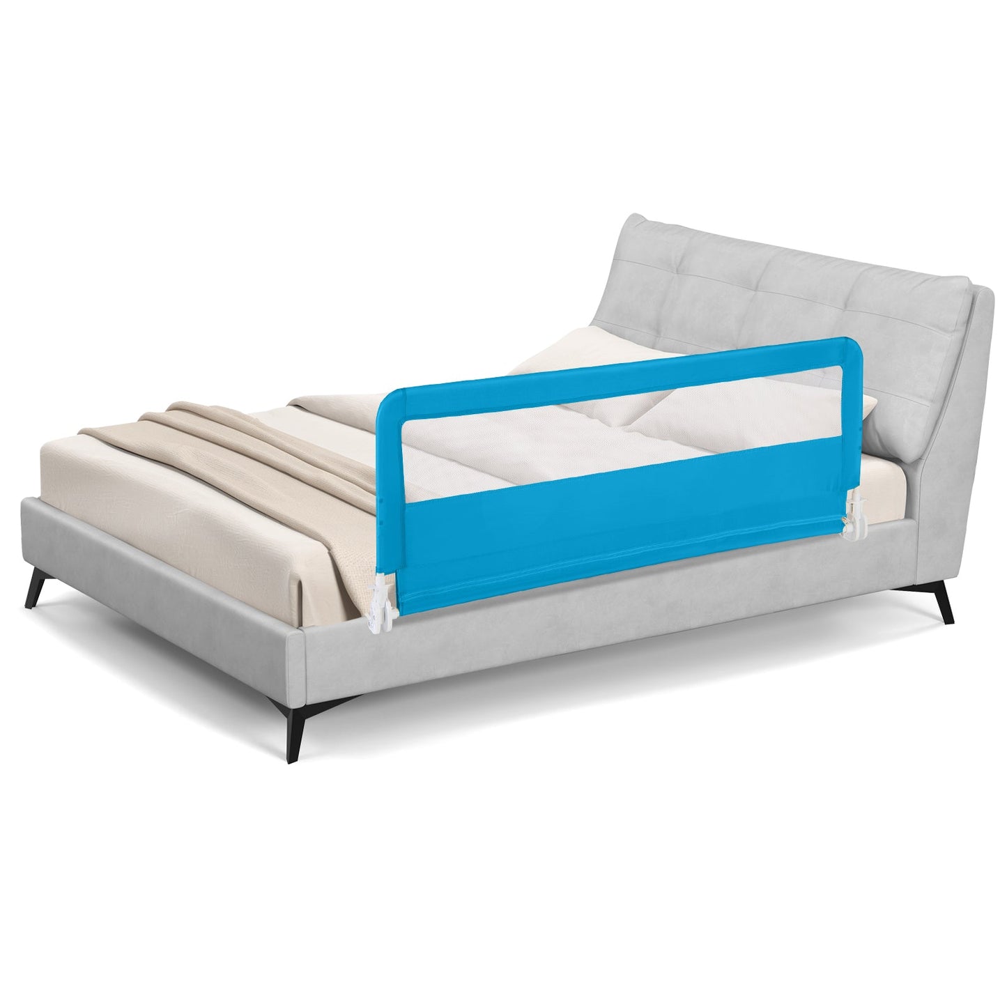 59 Inch Folding Breathable Baby Bed Rail Guard - Blue