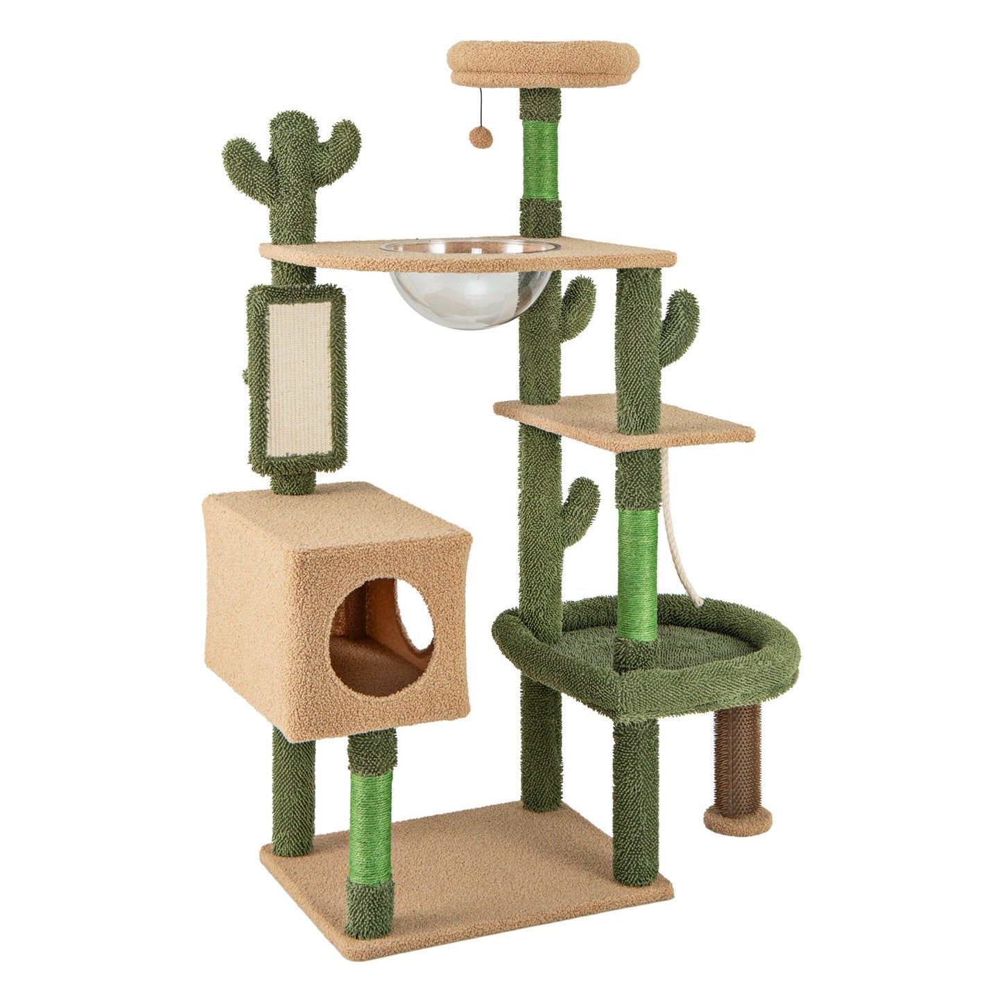 Árbol para Gatos Cactus Multinivel de 59 Pulgadas con Postes de Rasguño