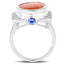 Bague en argent sterling avec pierre de lune pêche et tanzanite de 5,99 carats