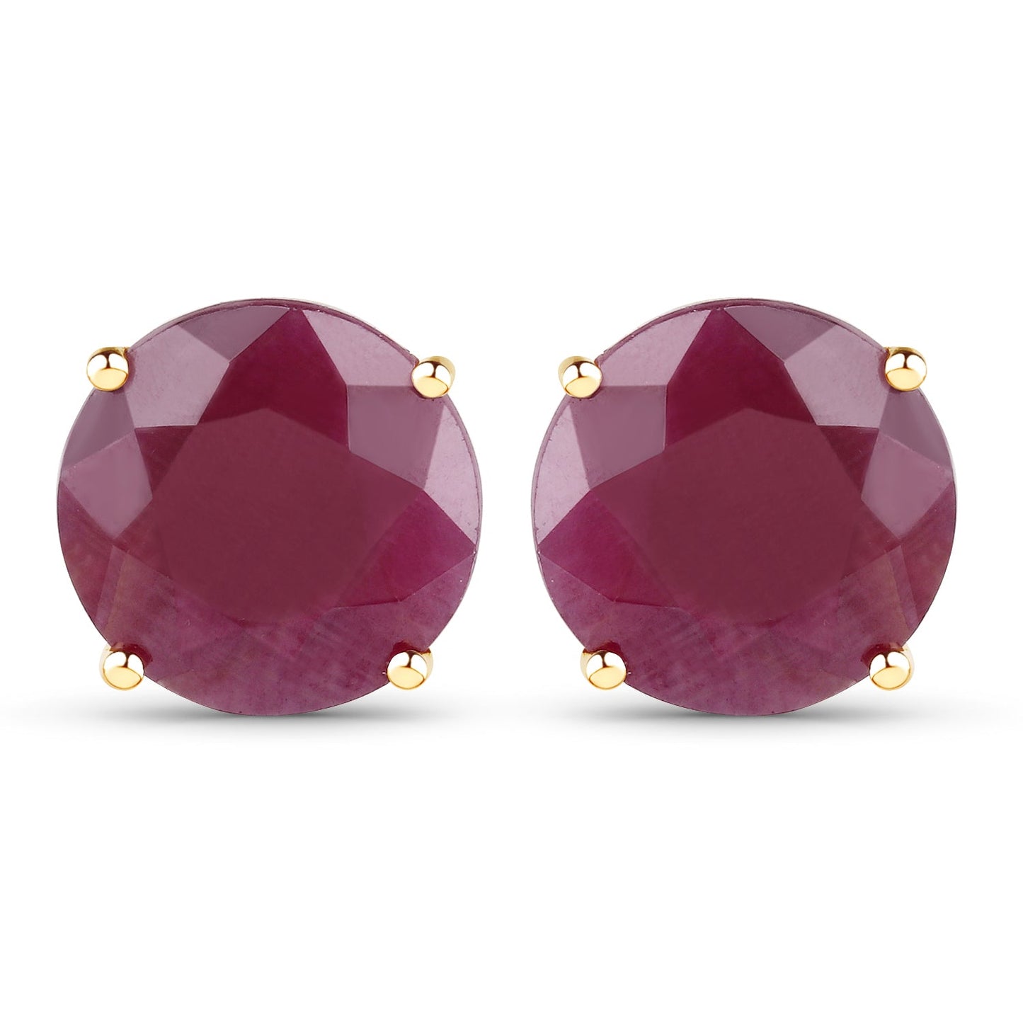 Boucles d'oreilles en rubis véritable de 7,40 carats en or jaune 14K