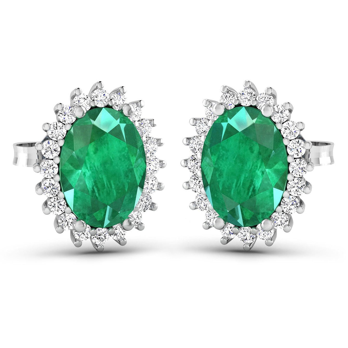 Pendientes de Esmeralda Zambiana y Diamantes Blancos de 2.66 Quilates