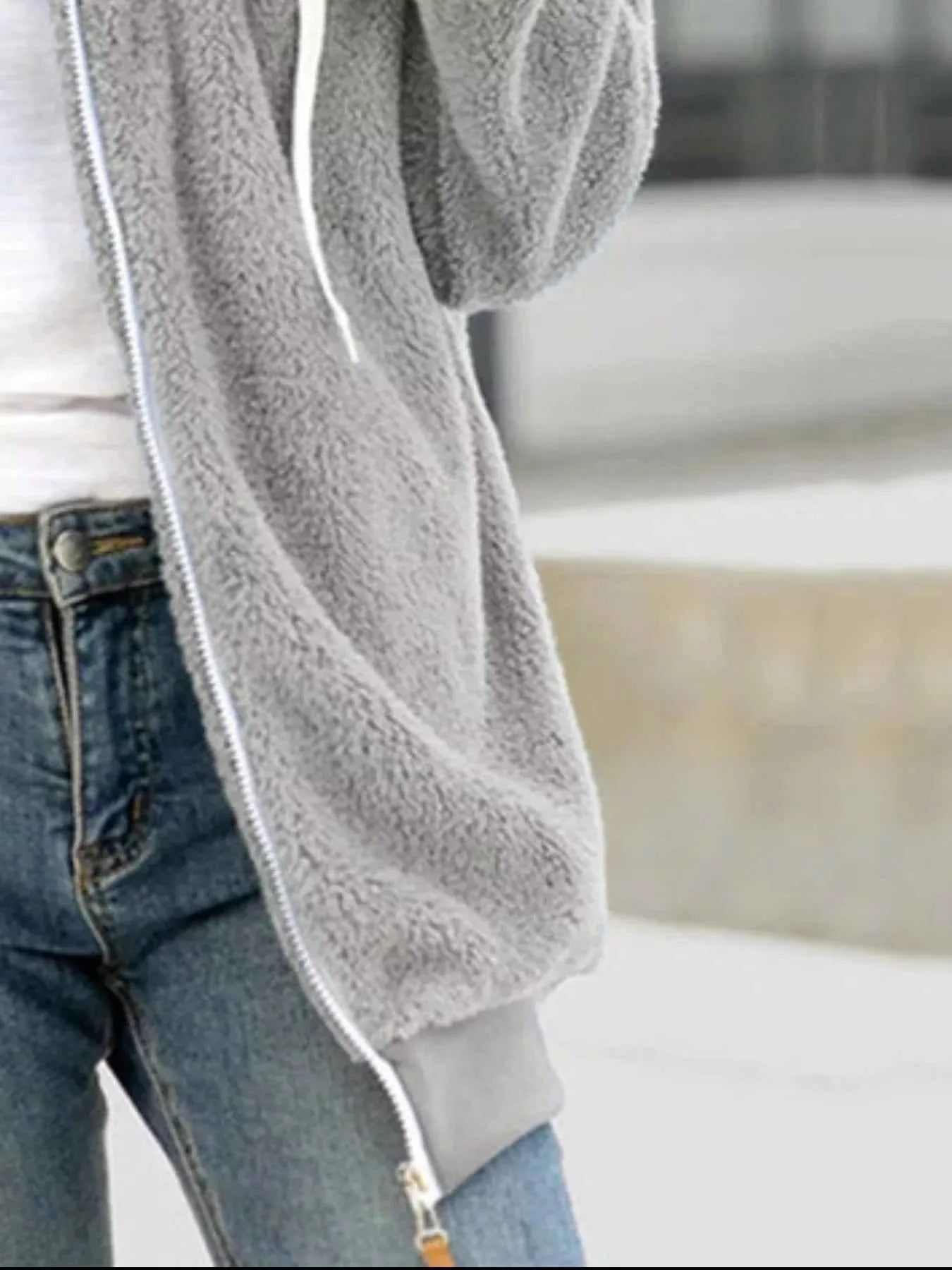 Cozy Fleece Zip-Up Hooded Jacket - Plus Size