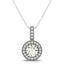 Colgante Halo de Diamantes con Bisel Milgrain en Oro Blanco de 14k