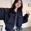 Casual Black Workwear-style Baseball Jacket