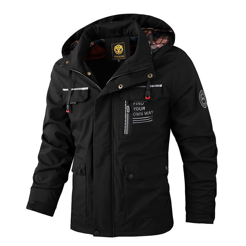 Men's Casual Hooded Windbreaker Jacket - Waterproof & Stylish