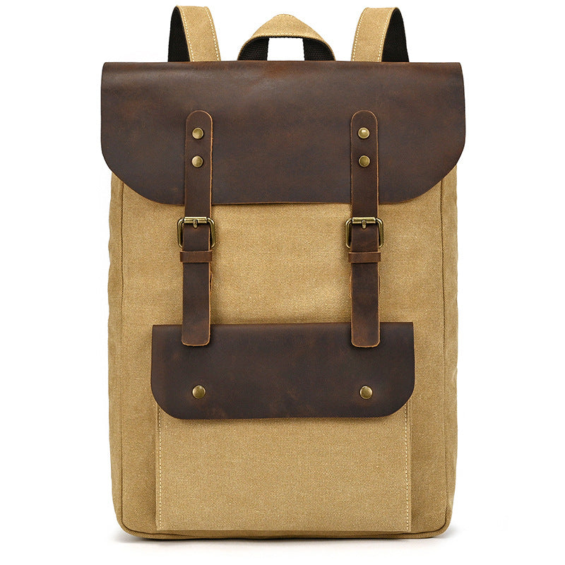 Premium Canvas Leather Large Capacity Backpack