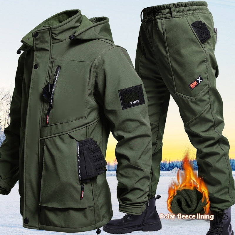 Fleece-Lined Waterproof Jacket Suit for Autumn & Winter