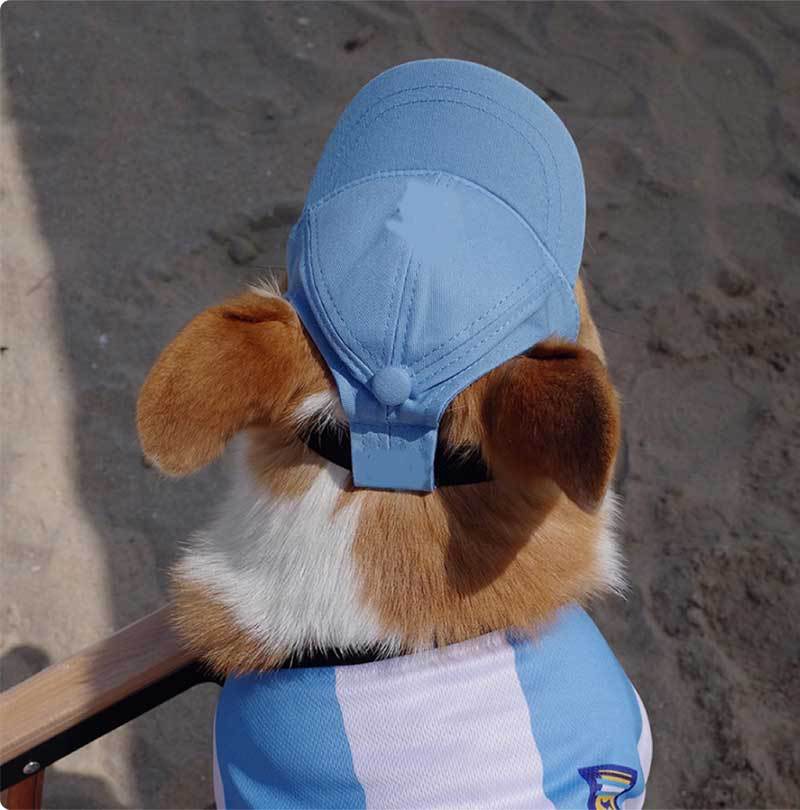 Pet Dog Outdoor Photography Leisure Sunshade Hat with Ear Holes Adjustable Corgi Baseball Cap - Korvel