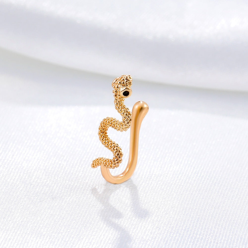 Snake shaped false nose nail nose ring human piercing jewelry for men and women - Korvel