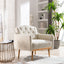 COOLMORE modern style armchair, plush decorative fabric armchair with golden metal legs (white teddy bear) - Korvel