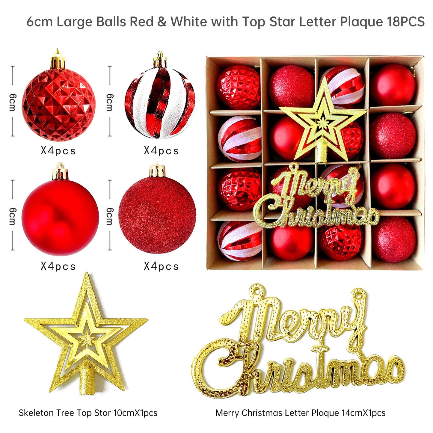Christmas decoration 6cm electroplated ball plastic ball special-shaped painted Christmas ball gift Christmas tree pendant - Korvel