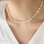 Collier en perles de verre en acier titane