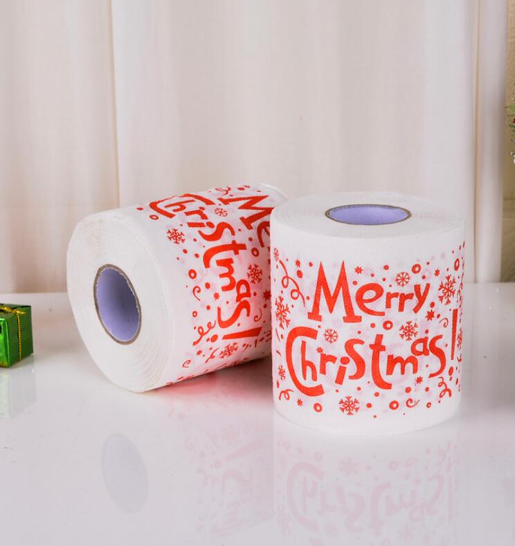 Christmas Pattern Printing Roll Toilet Paper Household  Tissue Bathroom Web Q0KD - Korvel