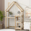 House-shaped Wooden writing Desk Kids study Table Bookshelf & Toy Storage Natural - Korvel